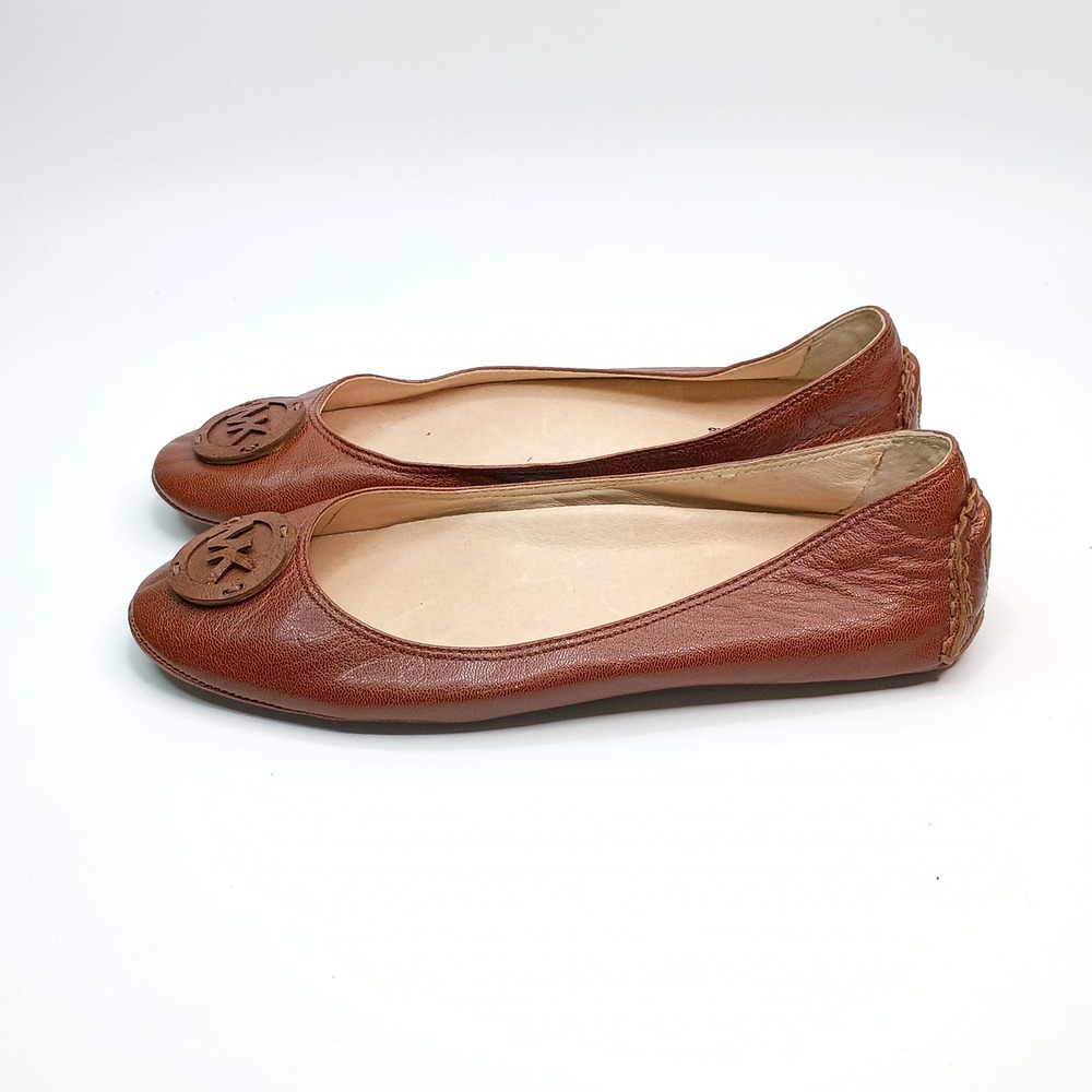 Michael Kors Fulton Moc Ballet Flats Brown Leather Logo Medallion Shoes 10M - Picture 3 of 9